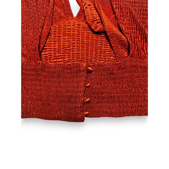 Red by BKE Burnt Orange Crinkle Batwing Sleeve Blouse Size Large - Picture 8 of 8